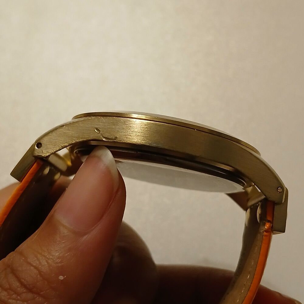 Gossip Women's Gold Tone Dial Orange Leather Band Quartz Watch Japan Movt GSP881 - Picture 8 of 12